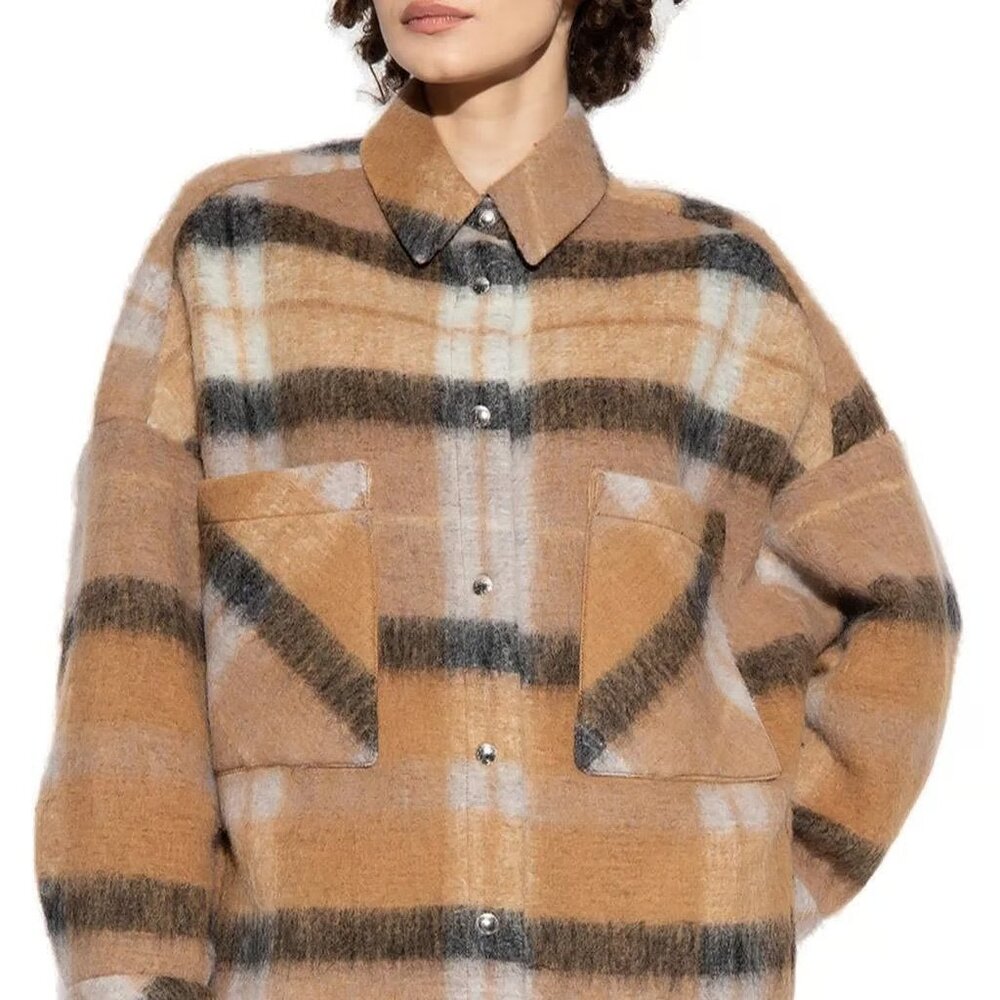 IRO Aponi Oversized Wool Checked Jacket